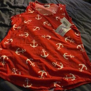 NWT Lularoe Red Anchor Tank